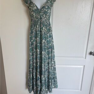 Elegant Teal Floral Maxi Dress